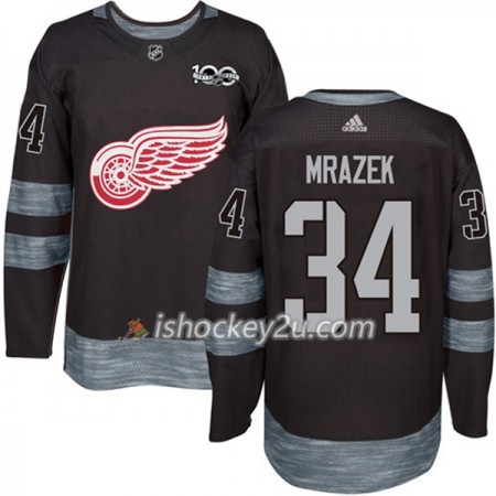 Mænd NHL Detroit Red Wings Trøje Petr Mrazek 34 1917-2017 100th Anniversary Adidas Sort Authentic